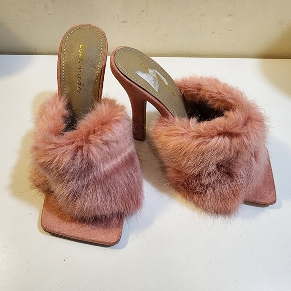 LEMONADE pink furry plush slip in  stilletos size 6 - Picture 5 of 13